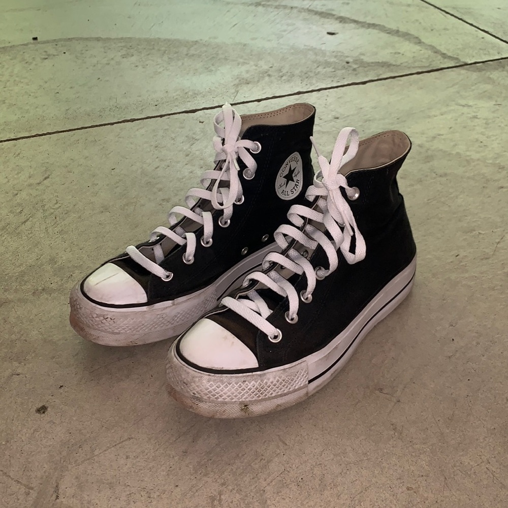 Converse black platform high tops